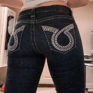 low rise dark wash jeans